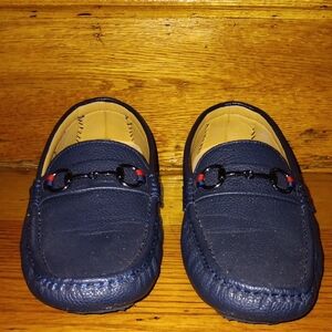 Primark Men's Dark Blue Loafers with Red Accents